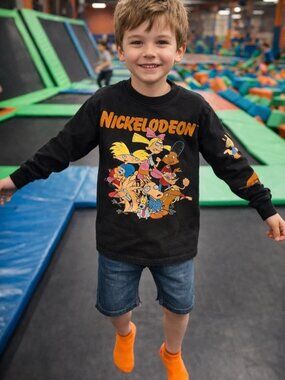 Vintage Nickelodeon Cartoon Long Sleeve Tee Youth Small 8 Black Graphic Shirt